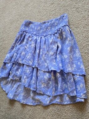 BlueNotes 100% Rayon Smocked Waist Tiered Skirt Womens Size Small